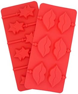Blacklip 2pcs Silicone Candy Chocolate Lollipop Mould with Sticks (Star&amp;Lips)