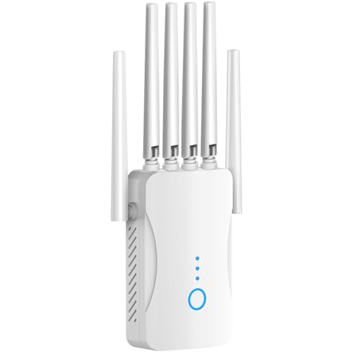 Repetidor WiFi Potente con 6 Antenas, Amplificador Señal WiFi Largo Alcance, Extensor WiFi Soporta 64 Dispositivos, Modos (Repetidor, Ap), Cobertura hasta 300 m², para Casa y Oficina