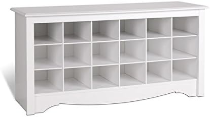 Winslow White Oversized Floor Entryway Shoe Storage Organizer Wood Bench Furniture