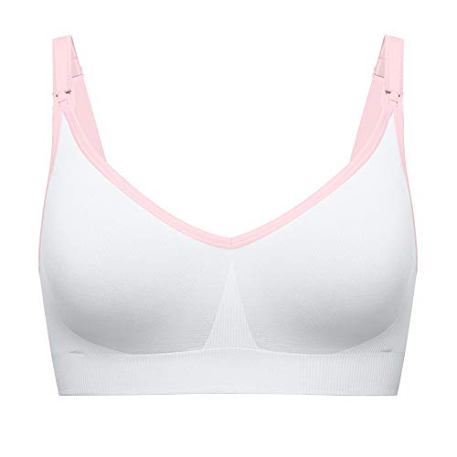 BRAVADO! DESIGNS Women's Body Silk Seamless Nursing Bra and Maternity Bra, White Blush, Large