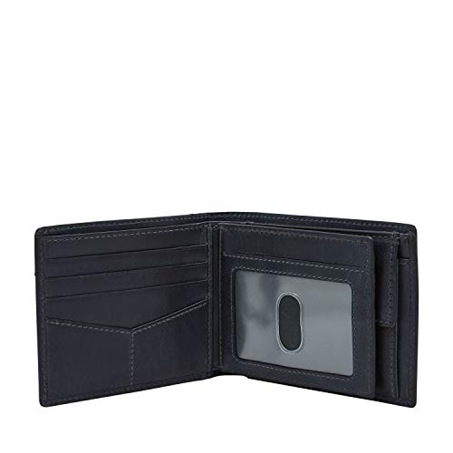 Fossil Men's Derrick Leather RFID blocking Bifold Wallet, Navy Pricepulse