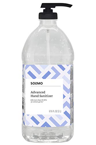 Amazon Brand - Solimo Advanced Hand Sanitizer with Vitamin E, Original Scent, Pump Bottle, 67.59 Fluid Ounce