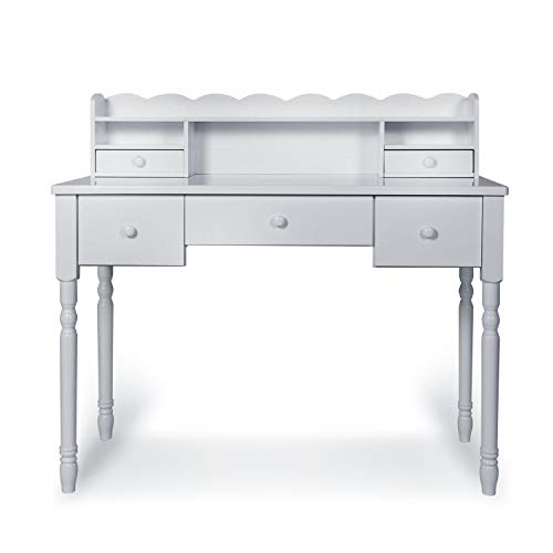 Writing Desk with Detachable Hutch& 5 Drawers,Modern Computer