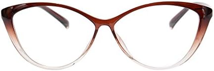 Anti Blue Ray Computer Reading Glasses TR90 Cateye Women's Frame Blue Light Light Spectacles-RG5865R(brown, anti blue light lens-250)