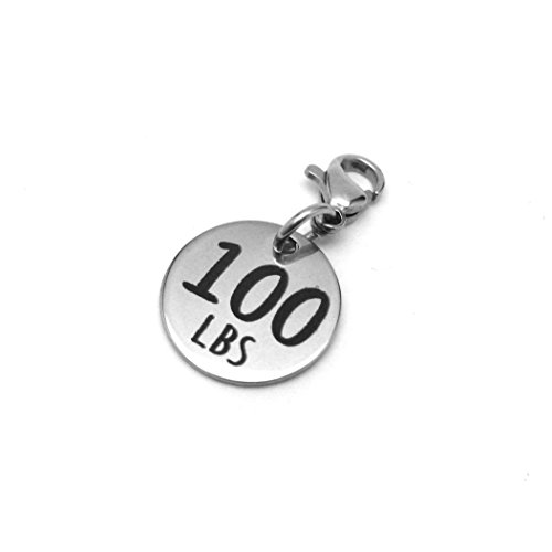 100 lbs Weight Loss Jewelry Charm - Motivational and Inspirational Jewelry for Fitness Motivation - Stainless Steel Engraved Charm and Clasp