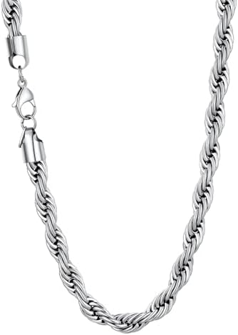 Amazon.com: IFIX 9mm Silver Rope Chain 24 Inch Silver Rope