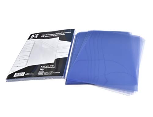 BNC 7 Mil 8-1/2 x 11 Inches, Letter Size PVC Binding Covers with Round Corner - Pack of 100, Clear