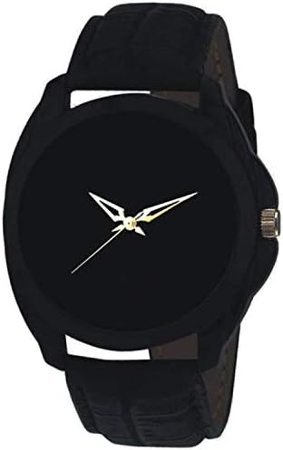 Styllent Round Dial Collection Series Analogue Watch Black Synthetic Leather Strape for Men and Boys - ST-FX-450