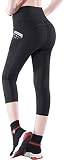 Abodhu Women's High Waist Yoga Capris Leggings with Side Pockets Tummy Control Workout Capris Yoga Pants Activewear