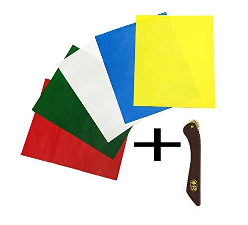 Amornphan 5 Sheets 5 Colors Sewing Carbon Tracing Paper Transfer Paper 9"x11" Home Sewing Cross Stitch Paint Kit Marking Patterns Fabric Craft Made in Japan Plus Tracing Wheel Sewing Tool for Tailor - Thumbnail 6