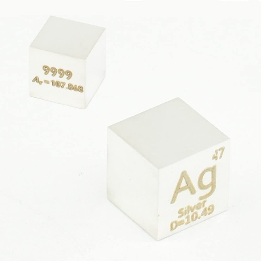 Polished Silver Cube Solid Ag 99.99% Metal Cube