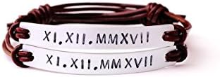 Personalized Roman Numeral Date Couple Bracelet