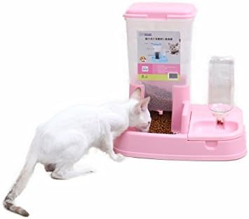 Fuctional Cat Food/Water Dispenser Automatic, Puppy Cat Kitten Water Drinking Fountain Drinkwell Bottle Bowl Dish Stand Maucelidom