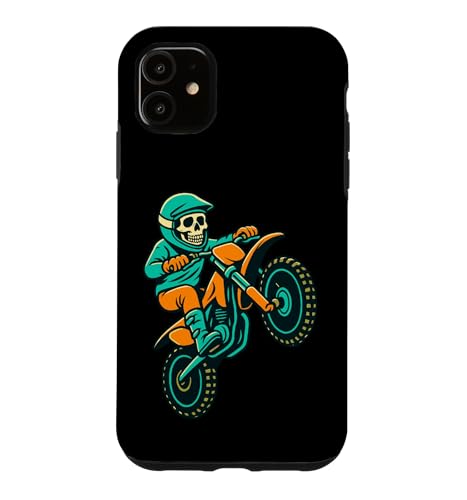 Ride or Die Trying Funny Motocross Skeleton Design Case for iPhone 11