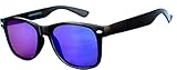 1 Pair Mirrored Reflective Colored Lens Sunglasses Matte Frame Horn Rimmed Style