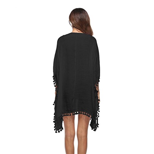Boomboom Bikini Cover Up, 2018 Women Tassel Loose Plus Size Swimsuit Bikini Cover UPS Sunscreen Cover UPS For Teen Girls (Black)