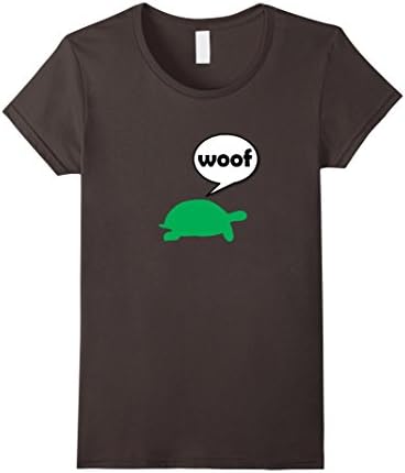 Women's Woof Tortoise T-Shirt barking turtle funny nerd shirt Small Asphalt