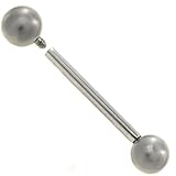 14 Gauge(1.6mm) Stainless Steel Straight Piercing Barbell w/Internally Threaded Ball Ends