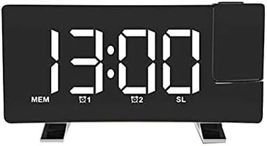 nago0 Projection Alarm Clock - USB Charging Adjustable Brightness Curved Screen LED Display Alarm Clock with Dual Alarms,Snooze Function and FM Radio Digital Projection Clock