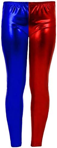 Kids Harley Quinn Trouser Fancy Dress Girls Cosplay Red Blue Legging for Halloween Dance Party