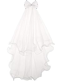 Girl Headband Veil Wedding Prom Tiara Short 2 Tiers for Baptism Communion