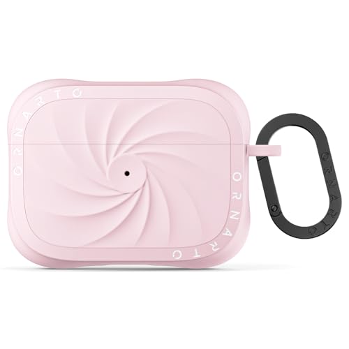 ORNARTO Vortuxe for AirPods Pro 2 Case - 2X MIL-STD Drop Protection, Liquid Silicone Shockproof Cover with Carabiner, Sleek Aesthetic Case for AirPods Pro 2nd / 1st Generation-Chalk Pink