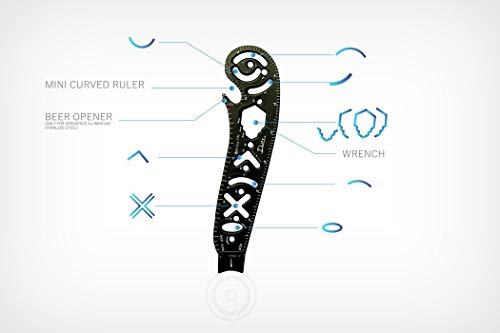 Multi-Function Drawing Tool Scale Ruler Measuring Templates with A Curved Profile, Metallic Ruler Mini Compass Protractor Combo Patterns Versatile Utensil Drafting Kits - Thumbnail 4