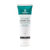 Activated Charcoal Teeth Whitening Toothpaste with Coconut. All Natural Herbal Toothpaste Eliminates Bad Breath and Gently Whitens Teeth. Safe on enamel for everyday use. Fluoride and SLS Free