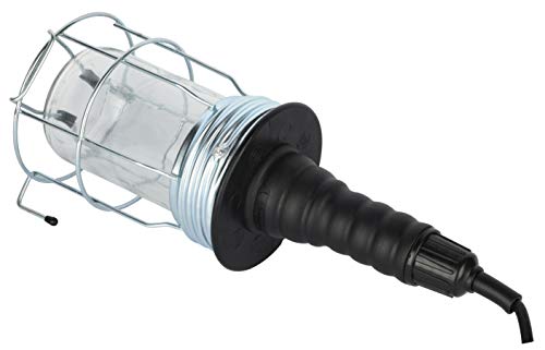 Electraline 70303 Lampada Portatile da Lavoro con cavo 5 metri, 60W, Uso in Cantiere/Ispezione/Officina/Cantina/Lavoro/Garage, Griglia in Metallo