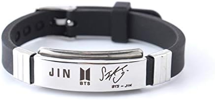Inbest BTS Kpop Stainless Steel Silicon Wristband Jungkook, Jimin, V, Suga, Jin, J-Hope, Rap Monster Wristband Wristlet | Best Gift for The Army