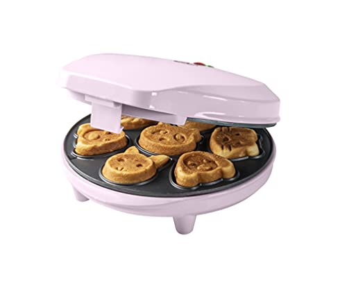Bestron Gofrera para Mini-Cookies, Mini-Galletera con Motivos de Animales, Gofrera para Mini-Galletas, con Almohadilla para Hornear y Revestimiento Antiadherente, 700 W, Color: rosa