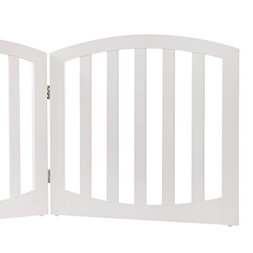 Arf Pets Free Standing Wood Dog Gate, Step Over Pet Fence, Foldable, Adjustable - White