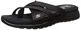 Skechers Cali Women's Breeze Low-Bright Star Flat Sandal, Black/Black, 11 M US