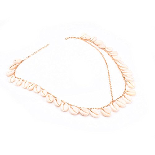 OVERMAL Women's Bohemian Metal Head Chain Shell Headband Head Piece (Gold)