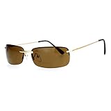 SA106 Mens Narrow Rectangular Rimless Light Snug Sunglasses