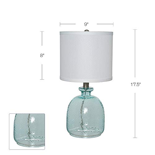Catalina Lighting 20687-000 Coastal Cape Cod Clear Glass Textured Table Lamp, 18.25", Classic Blue