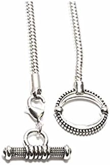 Amanda Blu Antique Silver Plated Necklace-Snake Chain with Bar and Toggle Clasp 16.5"