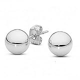 Tisoro Sterling Silver Ball Stud Earrings in 3mm, 6mm, 8mm, 10mm, 12mm and 14mm - Hypoallergenic Earrings