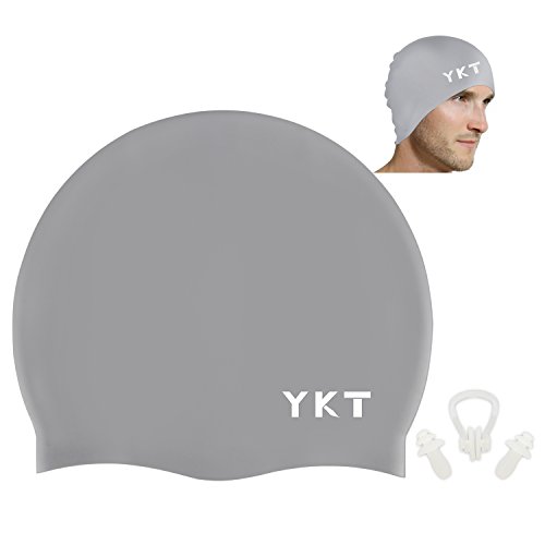 Yankitour Swim Cap Silicone Solid Waterproof Resilient Swimming