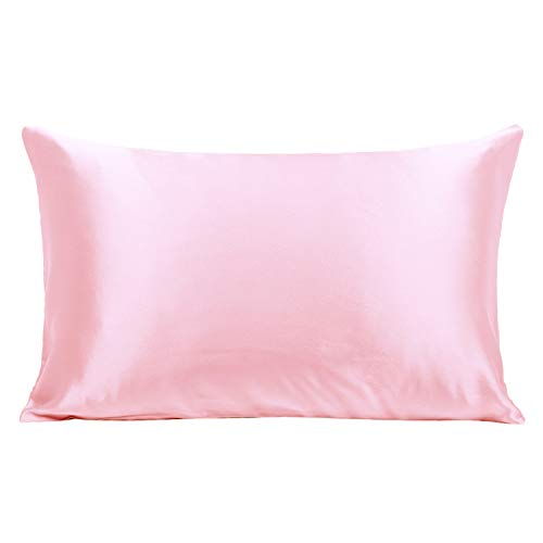 Ravmix Standard Size 100% Silk Pillowcase for Hair and Skin Both Sides 21 Momme 600 Thread Count Hypoallergenic Mulberry Silk Pillow Case with Hidden Zipper, 1pcs, Pink