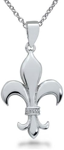 Sterling Silver Fleur De Lis Necklace-18IN