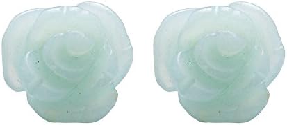 Amazonite Hand Carved Rose Shape Sterling Silver Studs