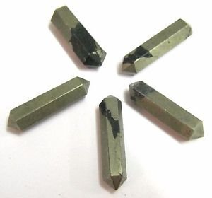 Five Golden Pyrite Double Terminated Points Reiki Loose Gemstone Gift Wellness Energy Peace Meditation Handcrafted