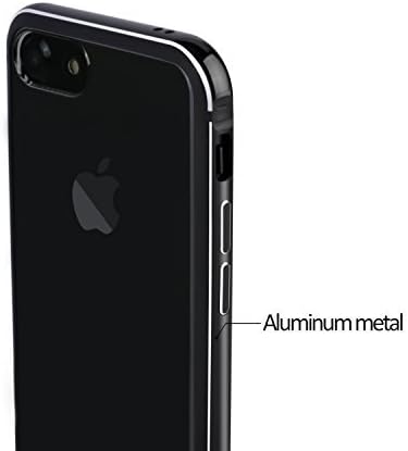 iPhone 7 Case，Hedonism iPhone 7 case Shockproof Clear Ultra Slim Protective Metal Frame Case with Free Screen Protector for Apple iPhone 7(Jet Black)