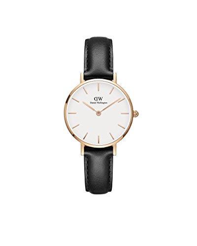 Daniel Wellington 'Classic Petite' Quartz Gold and Leather Casual Watch, Color:Black (Model: DW00100230)
