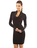 PattyBoutik Women's Cowl Neck Long Sleeve Knit Dress (Black S)