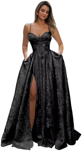 Amazon.com: Black Prom Dresses Long A Line with Pockets Formal Evening Ball  Gowns Side Slit Glitter Party Dress 2026: Clothing, Shoes & Jewelry