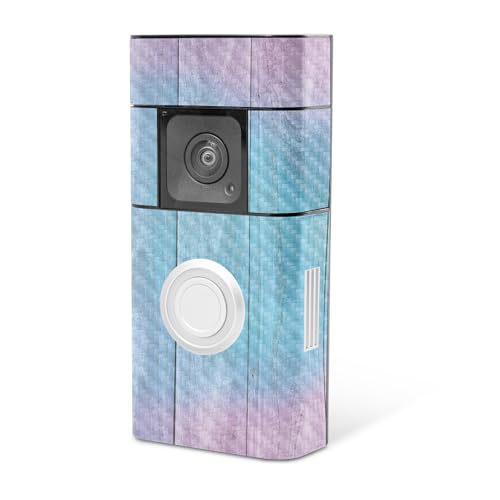 MightySkins Carbon Fiber Skin Compatible with Ring Video Doorbell Plus - Wood P…