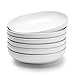 Teocera Wide and Shallow Porcelain Salad and Pasta Bowls Set of 6-24 Ounce Microwave and Dishwasher Safe Serving Dishes, Matte White