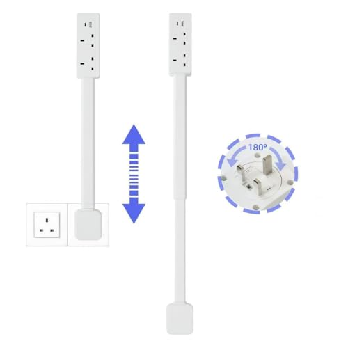 Electrical Outlet Extender Stick, Features USB-A, USB-C and 2 AC Outlets, Extends 18"-28", Rotates 180° Access Hard-to-Reach Outlets, Wall Plug Power Socket Expander Nightstands, Sofa, Desks and More